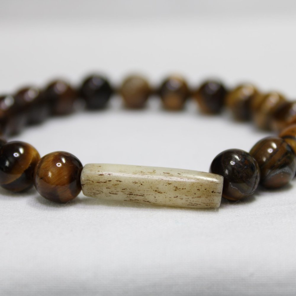 Tiger Eye & Bone Stretch Bracelet